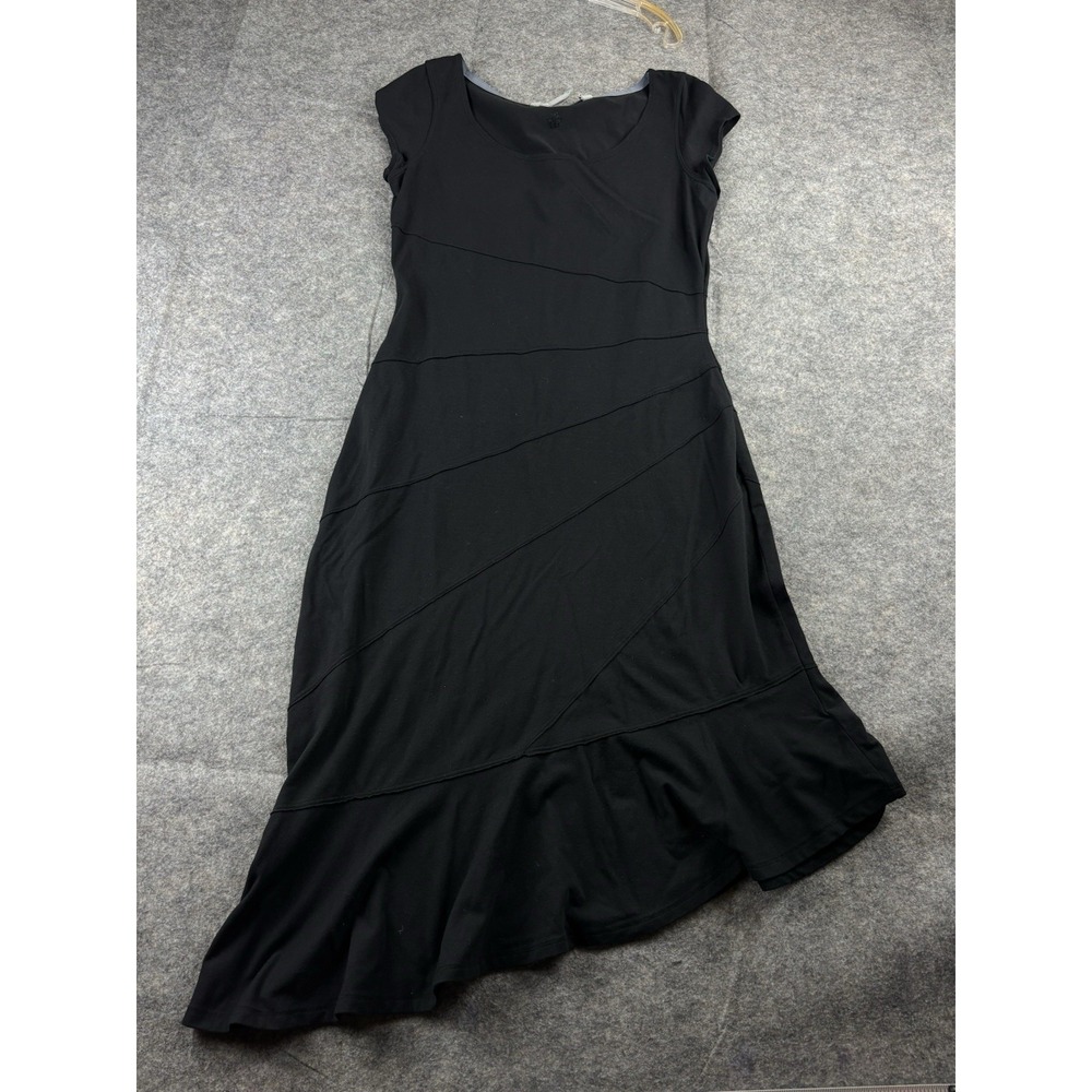 Athleta Women's Size S Crescendo Dress Black Asymmetrical Ruffle Minimalist Boho